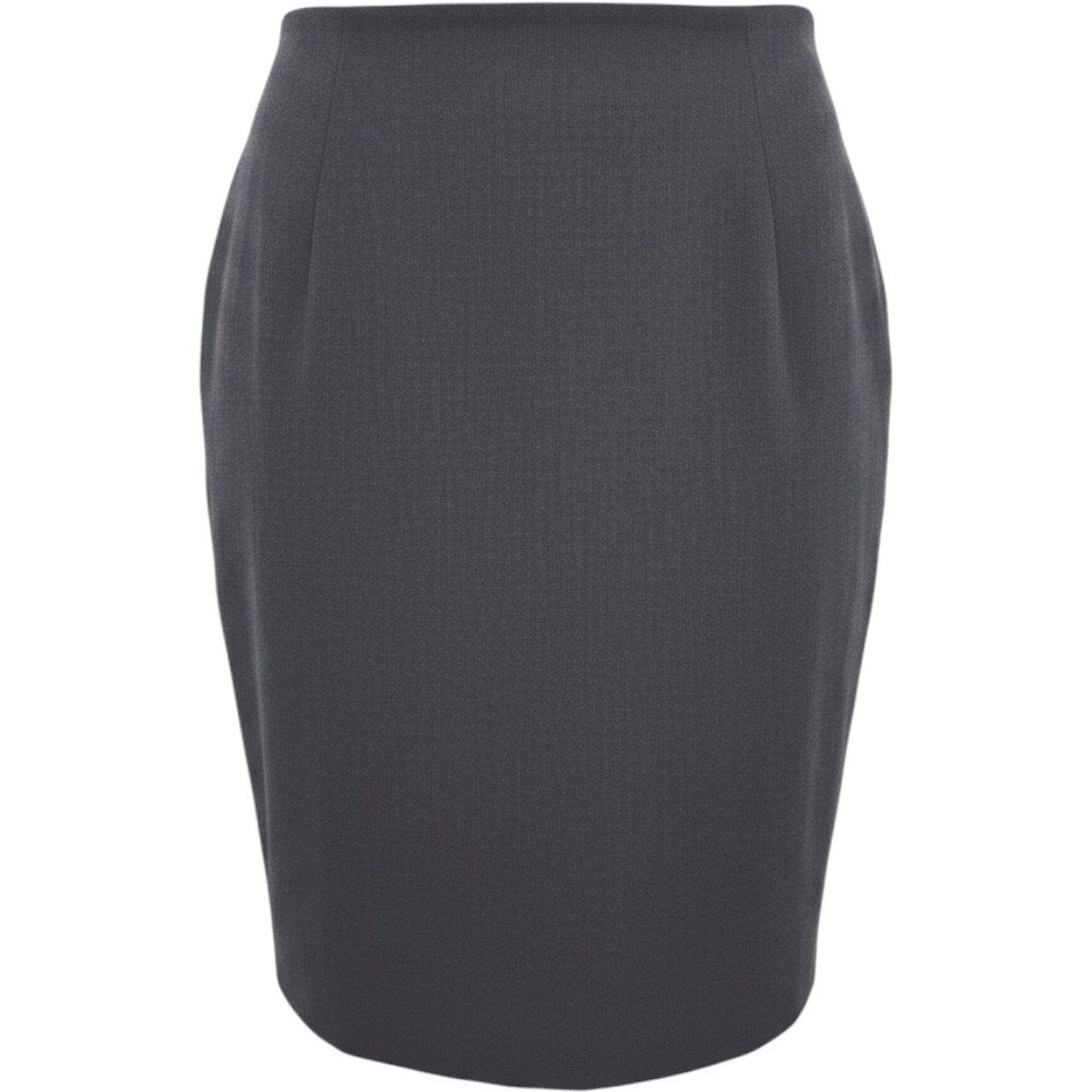 Calvin Klein Pencil Skirt Womens 12 Metal Gray Excellent Faux Welt Pocket Vented